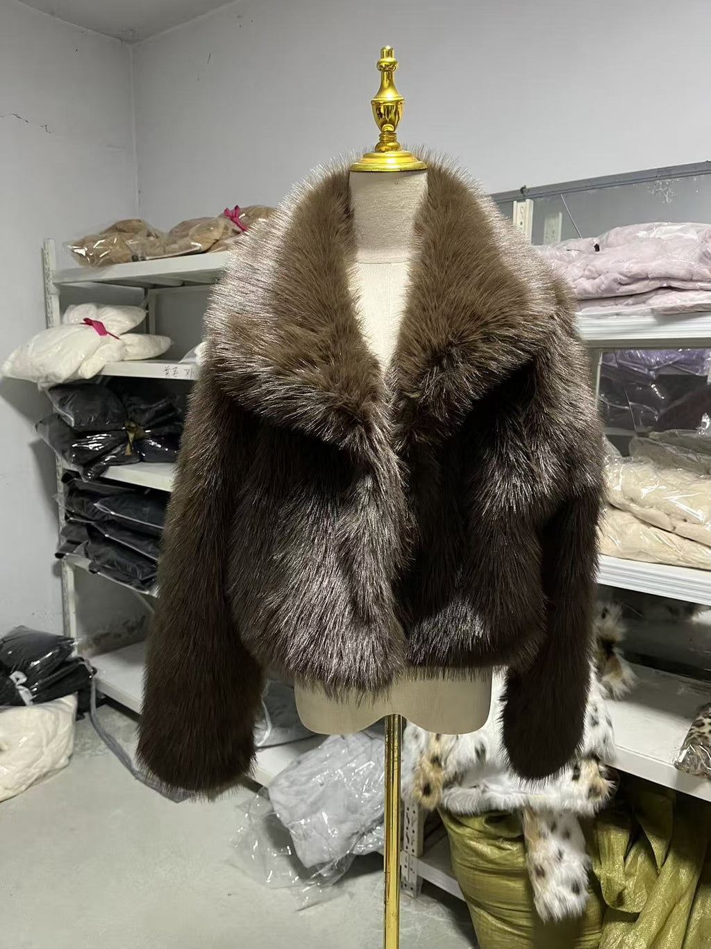 loose lapel fur plus size imitation fox fur coat