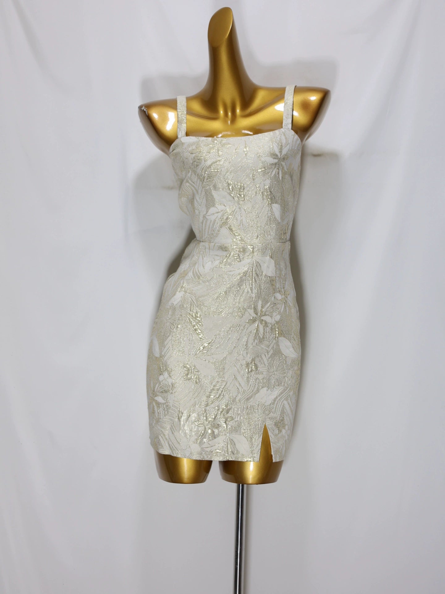 green jacquard mini dress