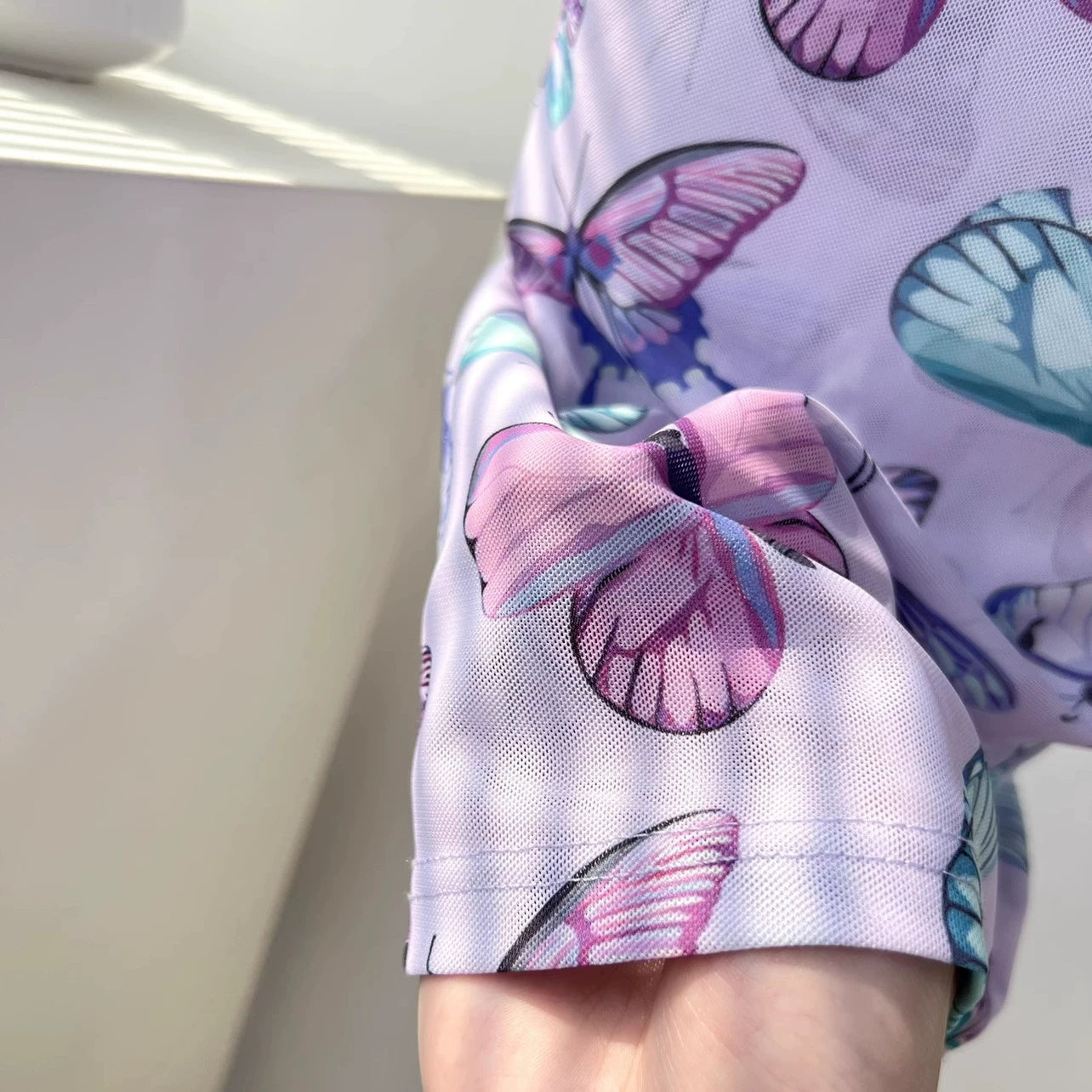 butterfly suspender mesh print fishbone skirt set