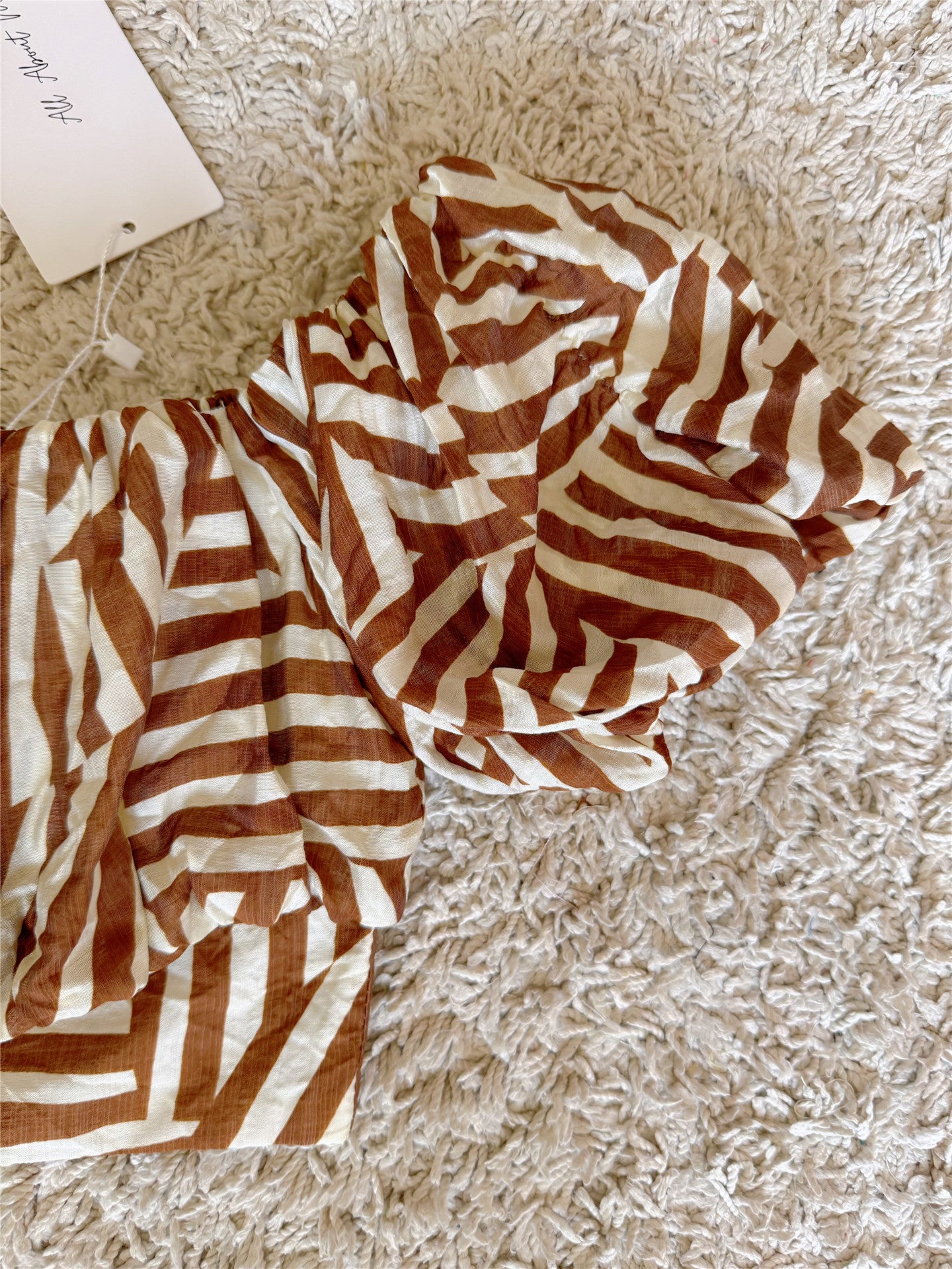 Off Shoulder Puff Sleeve Striped Crop Top & Tiered Maxi Skirt Set