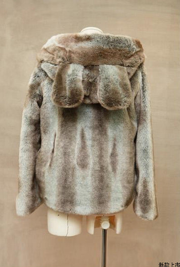 Faux Fur Jacket Bear Ears Cartoon Jacket