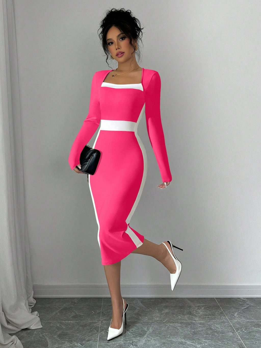 georgia pink long sleeve maxi dress