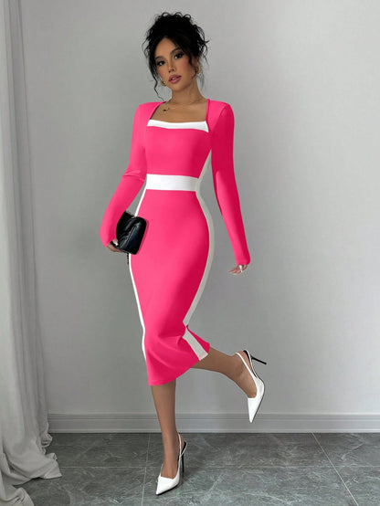 georgia pink long sleeve maxi dress