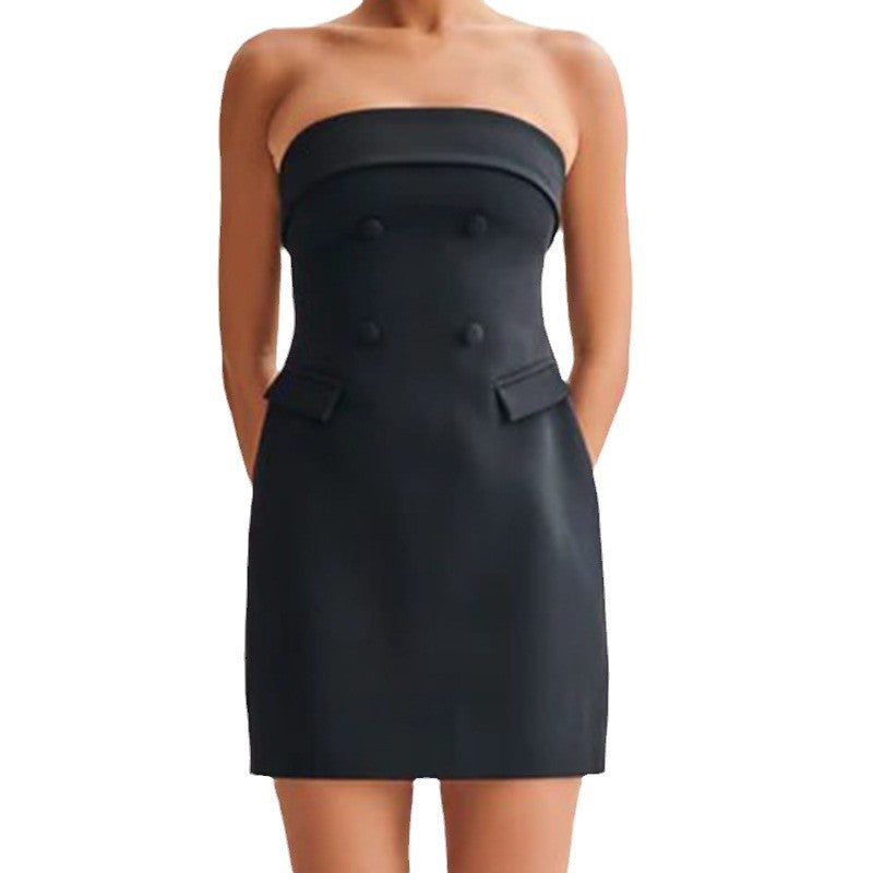 dominic off-shoulder mini dress in black