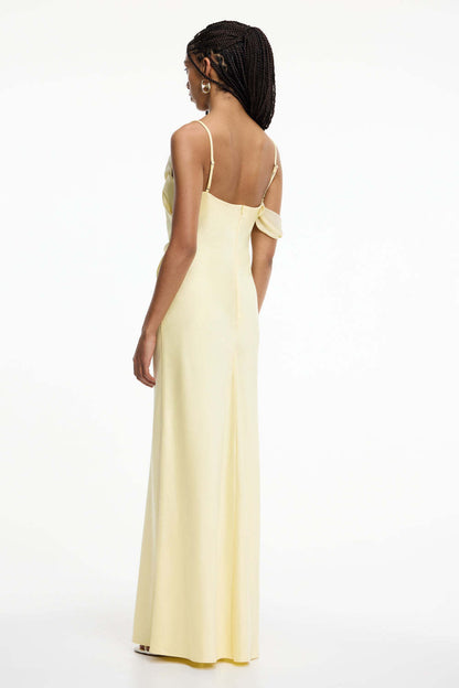 yellow Satin Fashion Sexy Slim Slip Dress