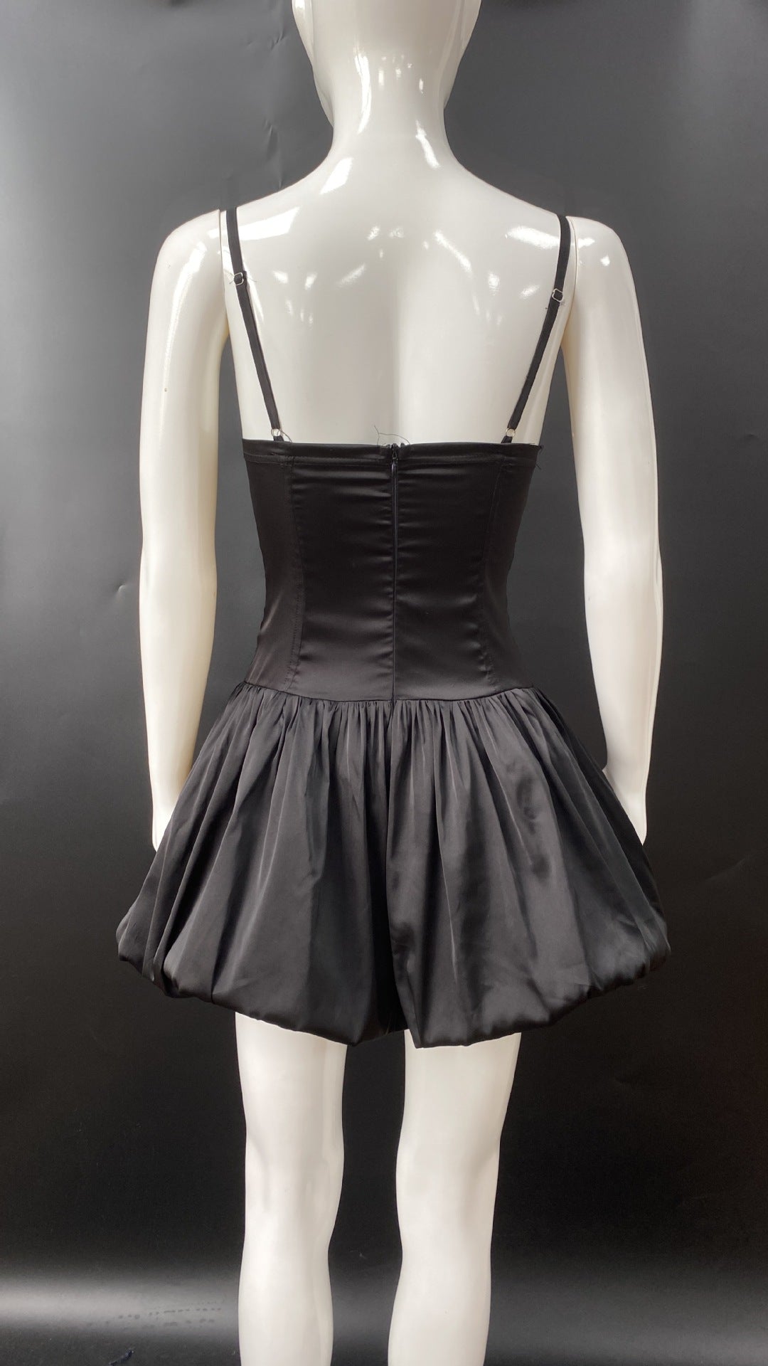 Lace-trimmed puffy mini dress