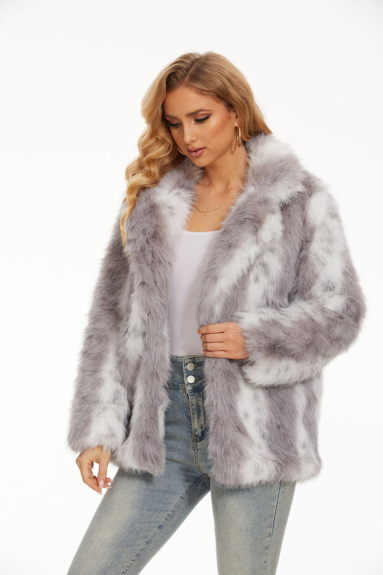 Imitation Leopard Print Fur Women's Coat