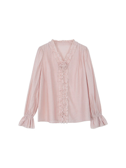 poppy ruffle lantern sleeve shirt