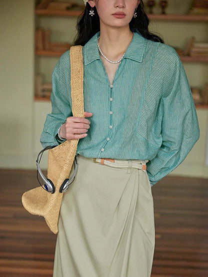 French striped thin sun protection shirt