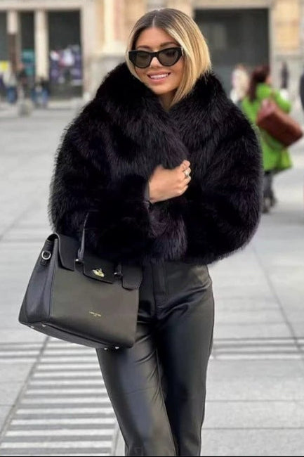 fox fur imitation fur cropped jacket