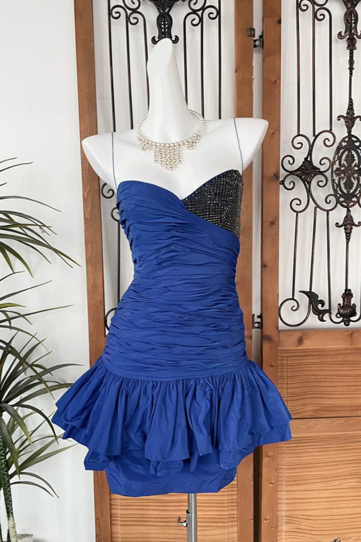 Blue strapless mini dress 