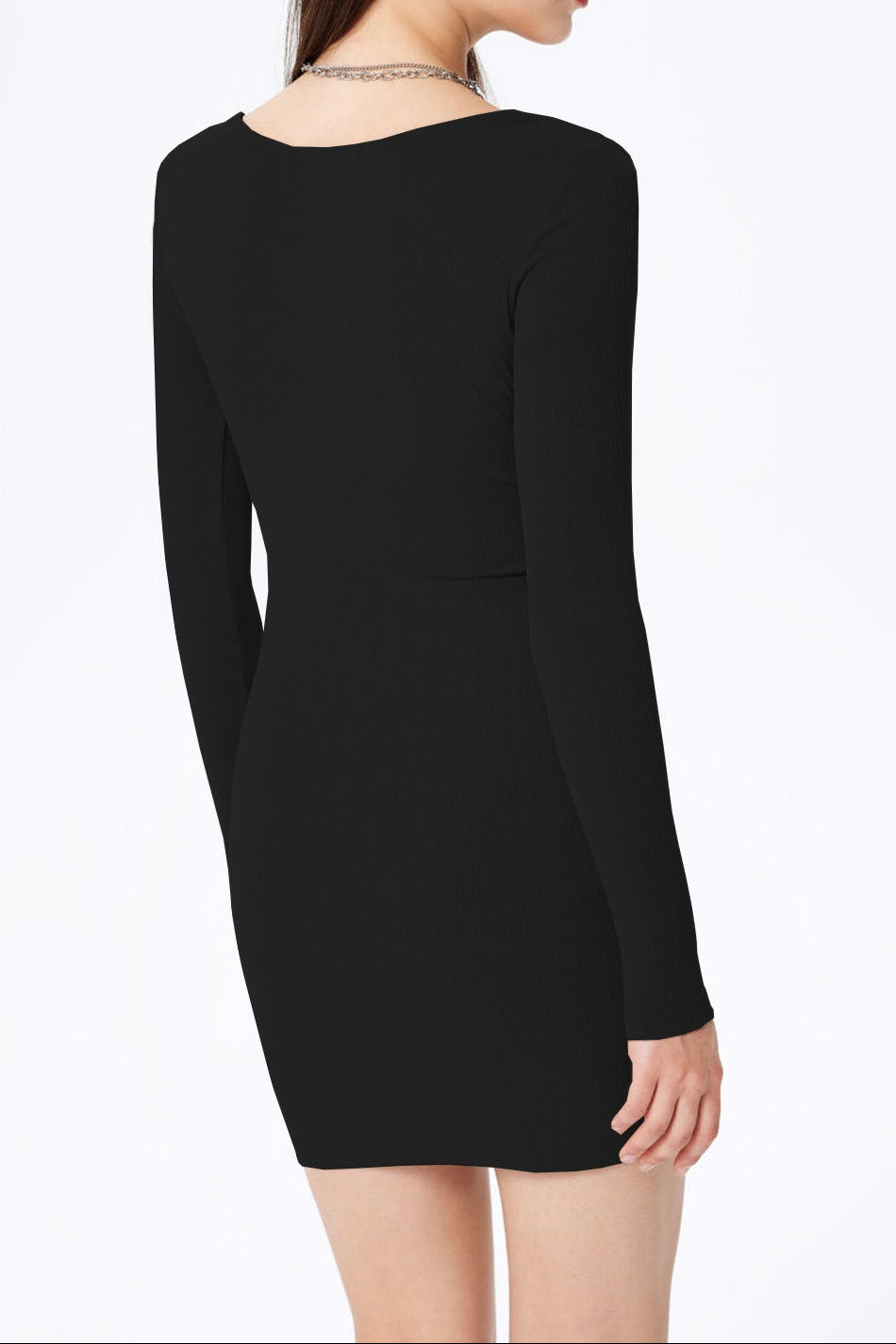 beverly black Square neck high-waisted short dress