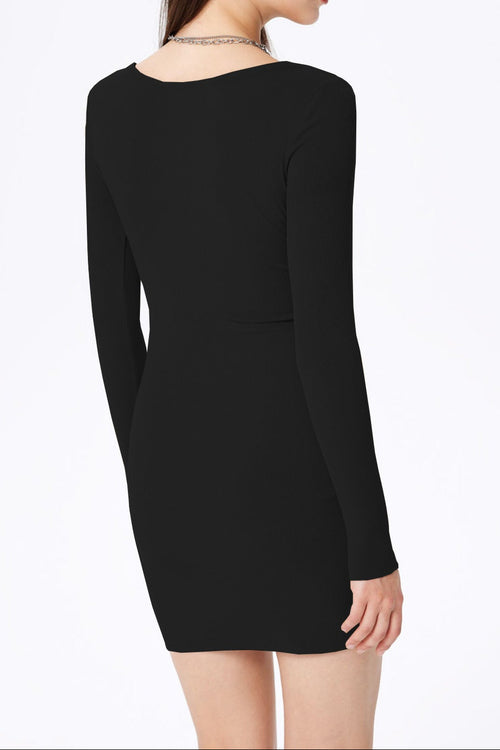 beverly black Square neck high-waisted short dress