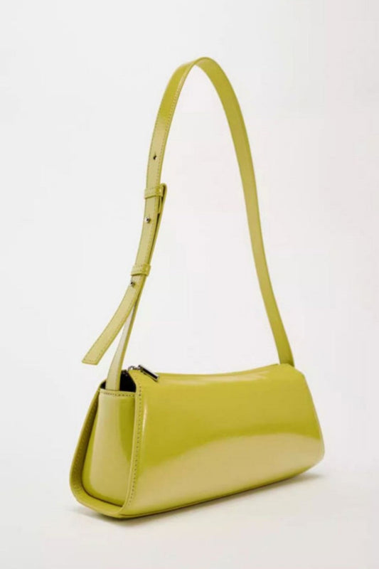 Jamie Mirror Leather Baguette Bag