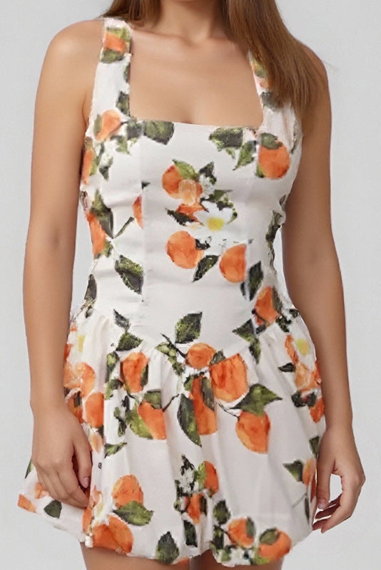 suspenders Print mini Dress