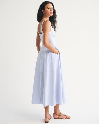 blue slim large pendulum slip dress