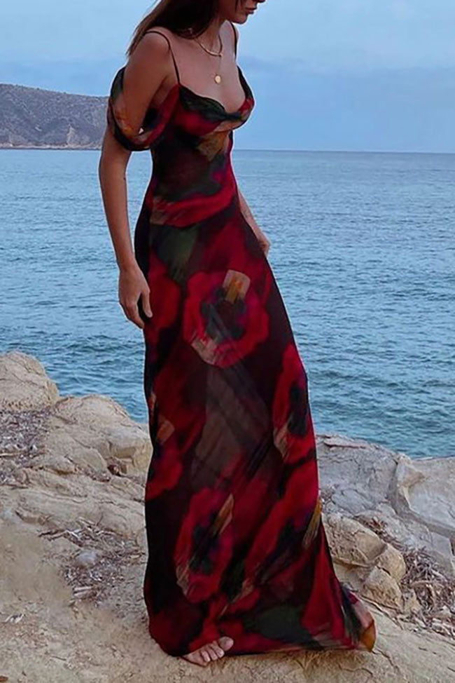 One shoulder Printed Maxi Dress