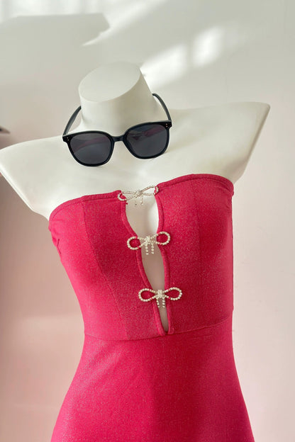 Bright Silk Baneau mini Dress