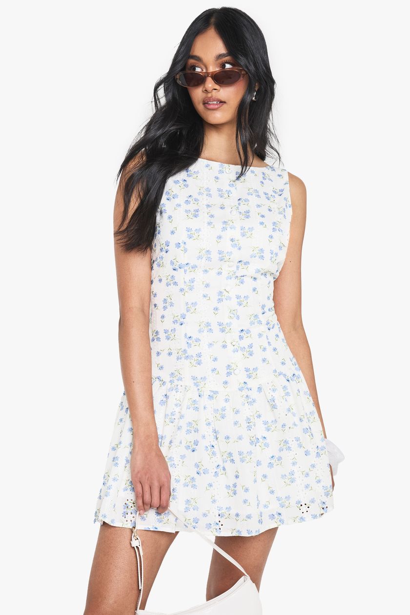 blue low-waisted backless dress