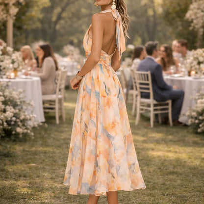 floral print Halterneck maxi Dress