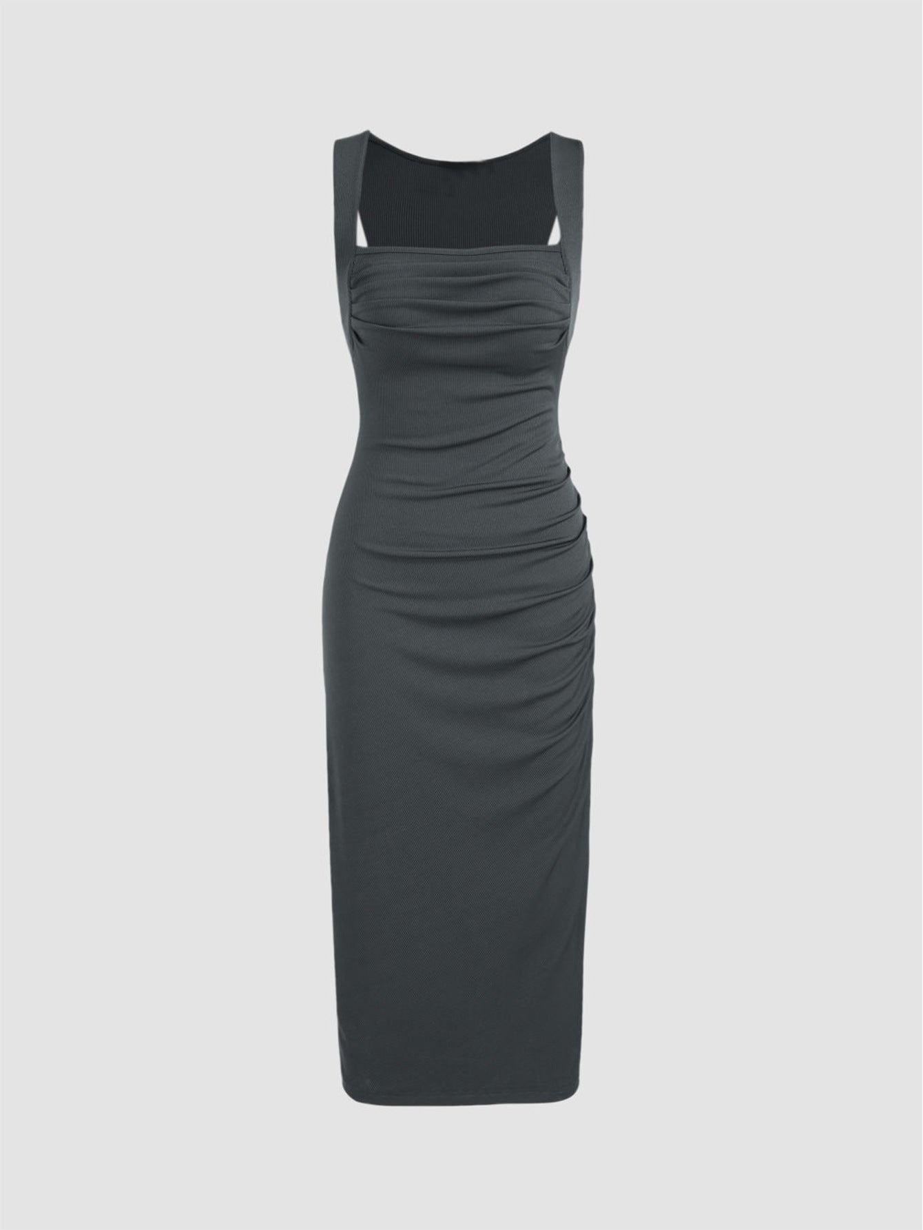 Knitted ribbed pleated maxi dress