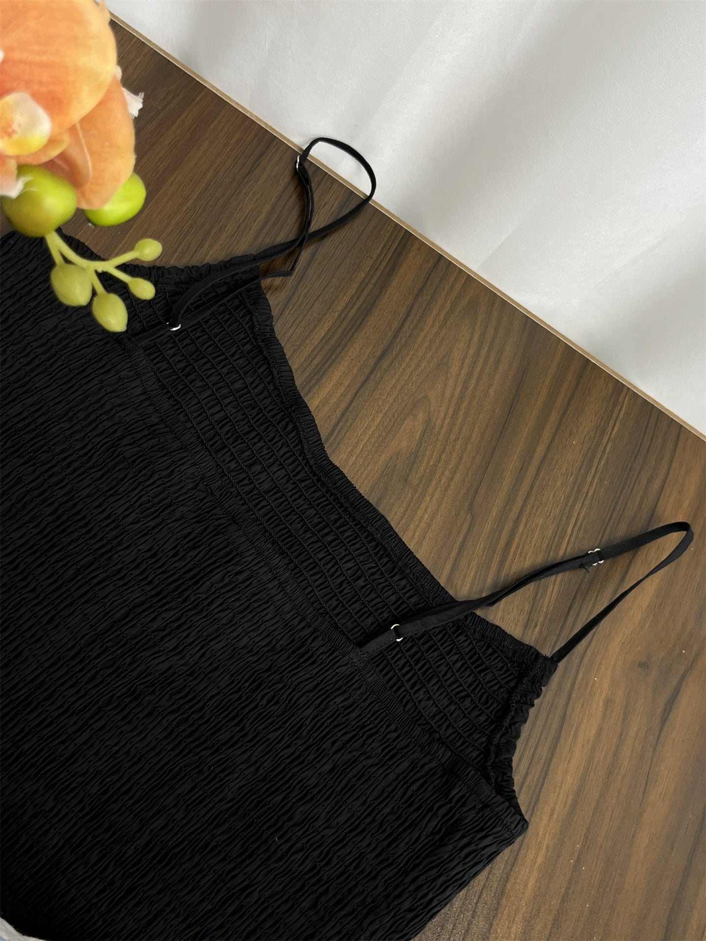 black flower bud mini dress