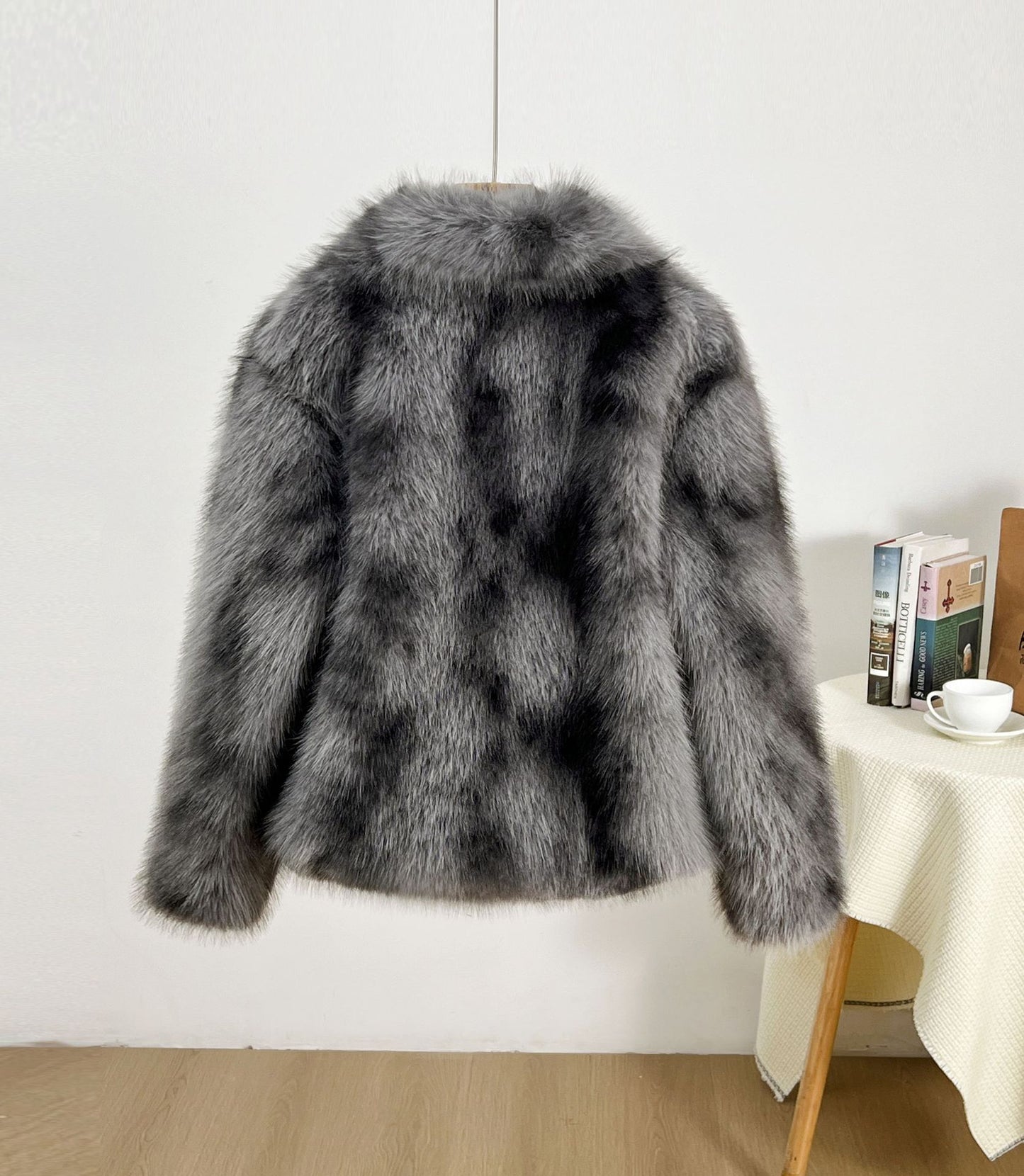 imitation fur large lapel tops wool loose