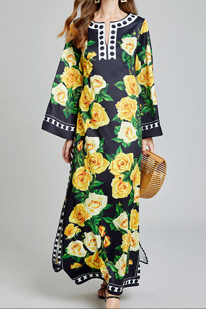 marcia Printed long robe dress