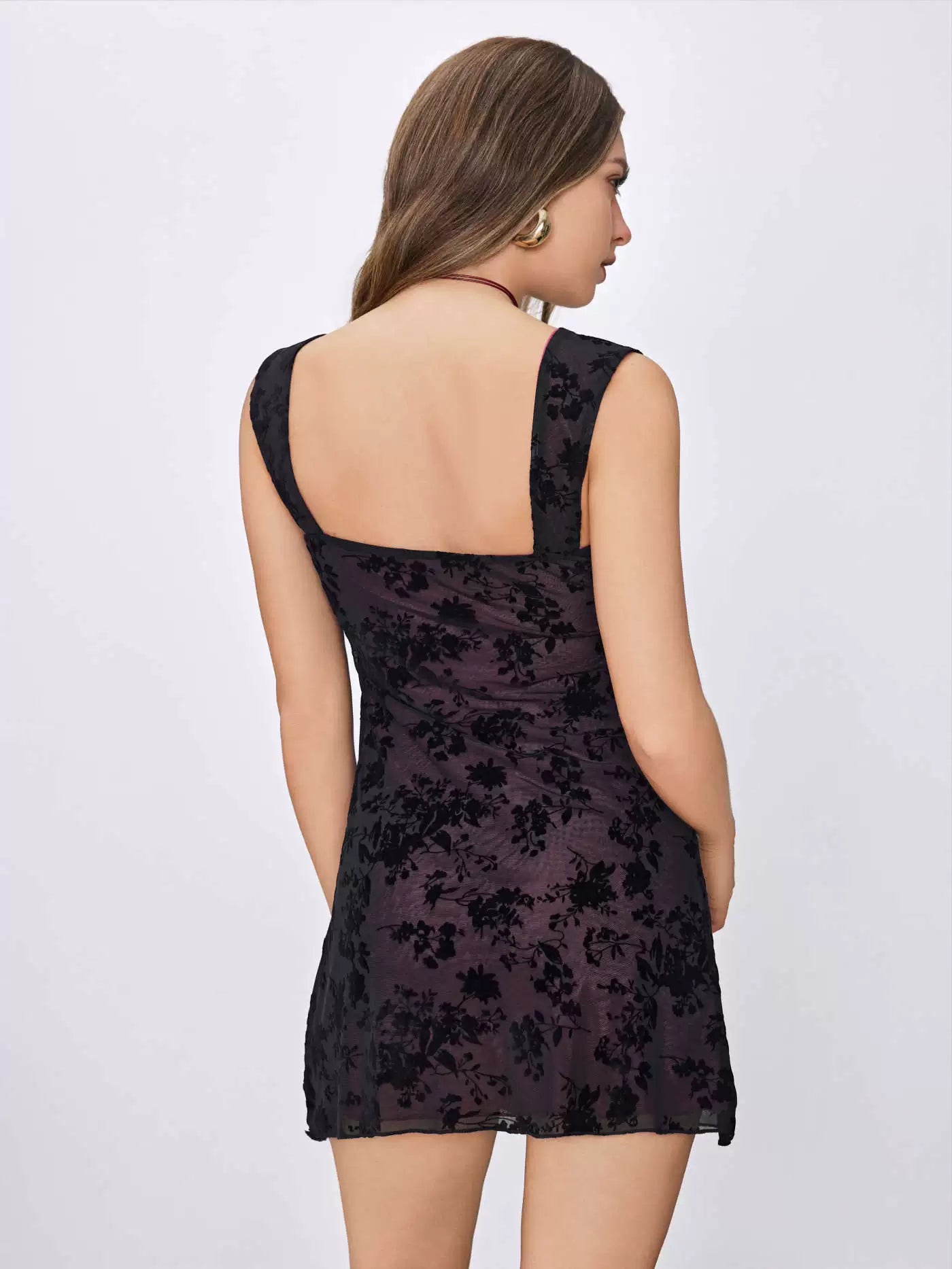 black floral lace mini dress