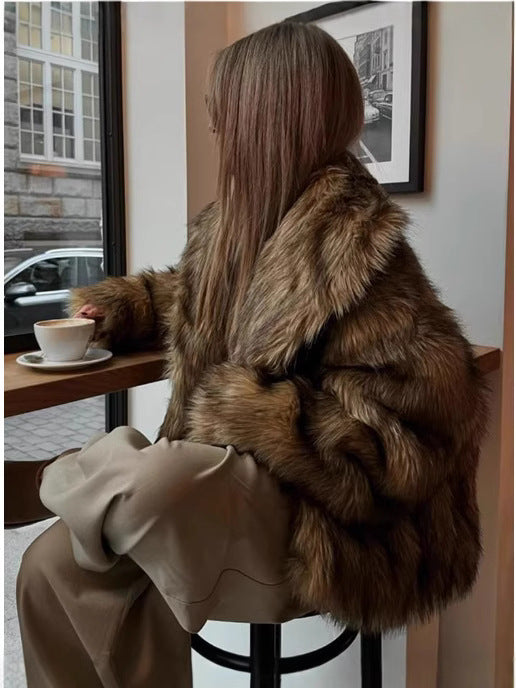 lapel imitation fur jackets