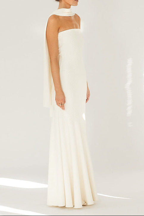 donna white Strapless long mermaid dress