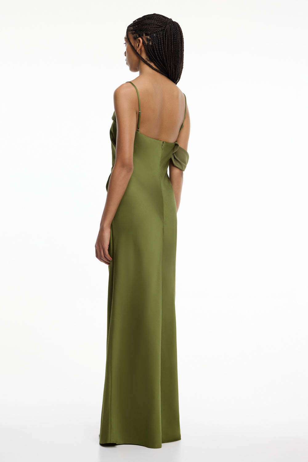 green Satin Fashion Sexy Slim Slip Dress