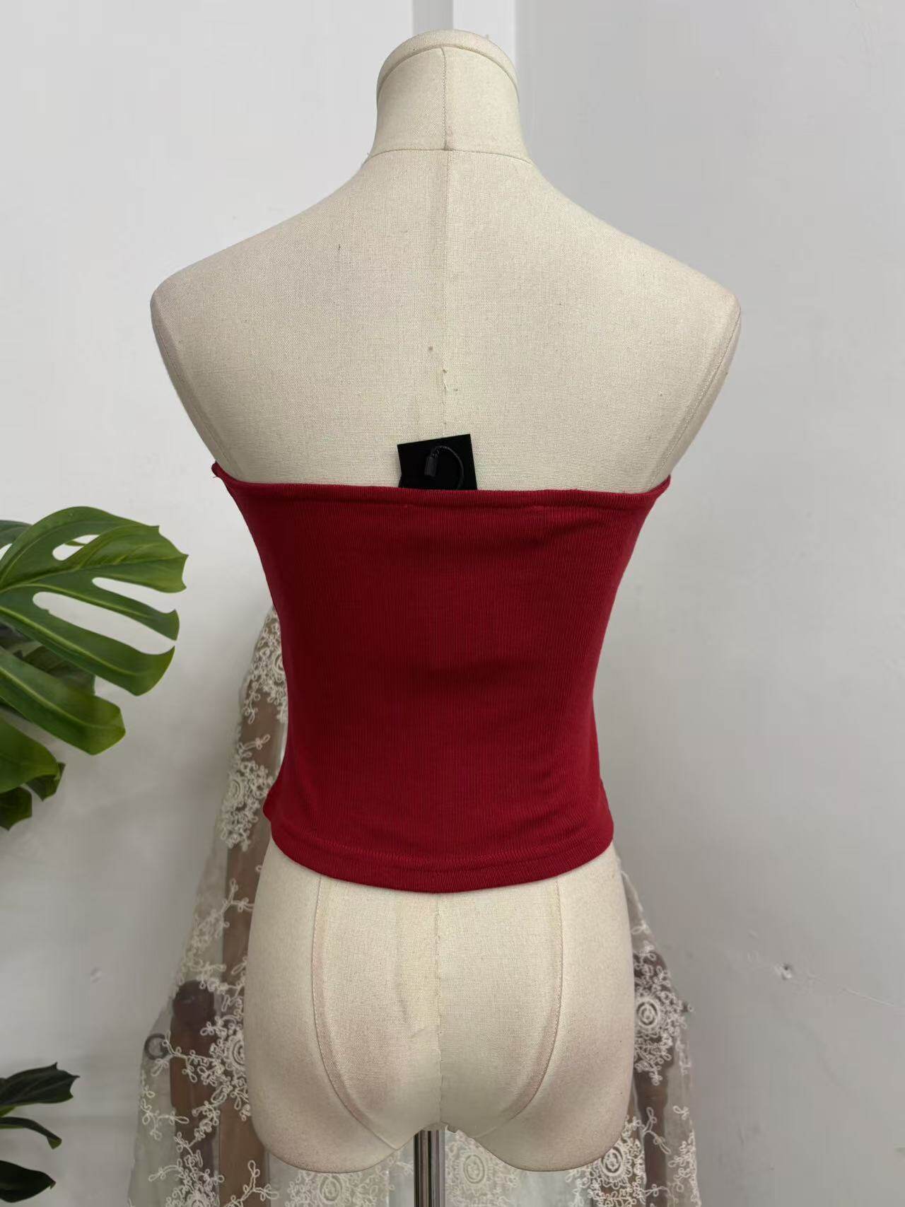 Red Knitted Bandeau Top