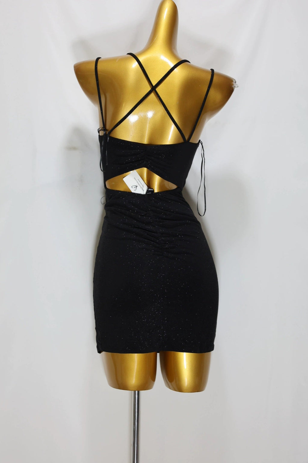 black suspenders mini dress