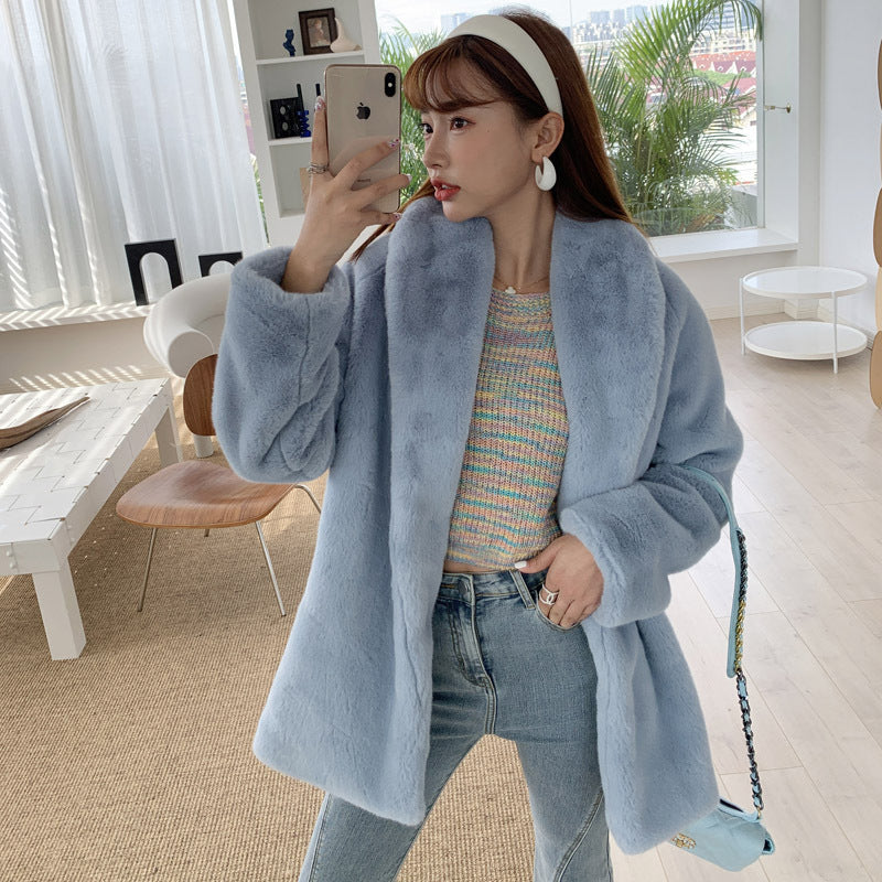 wendy white imitation fur coat