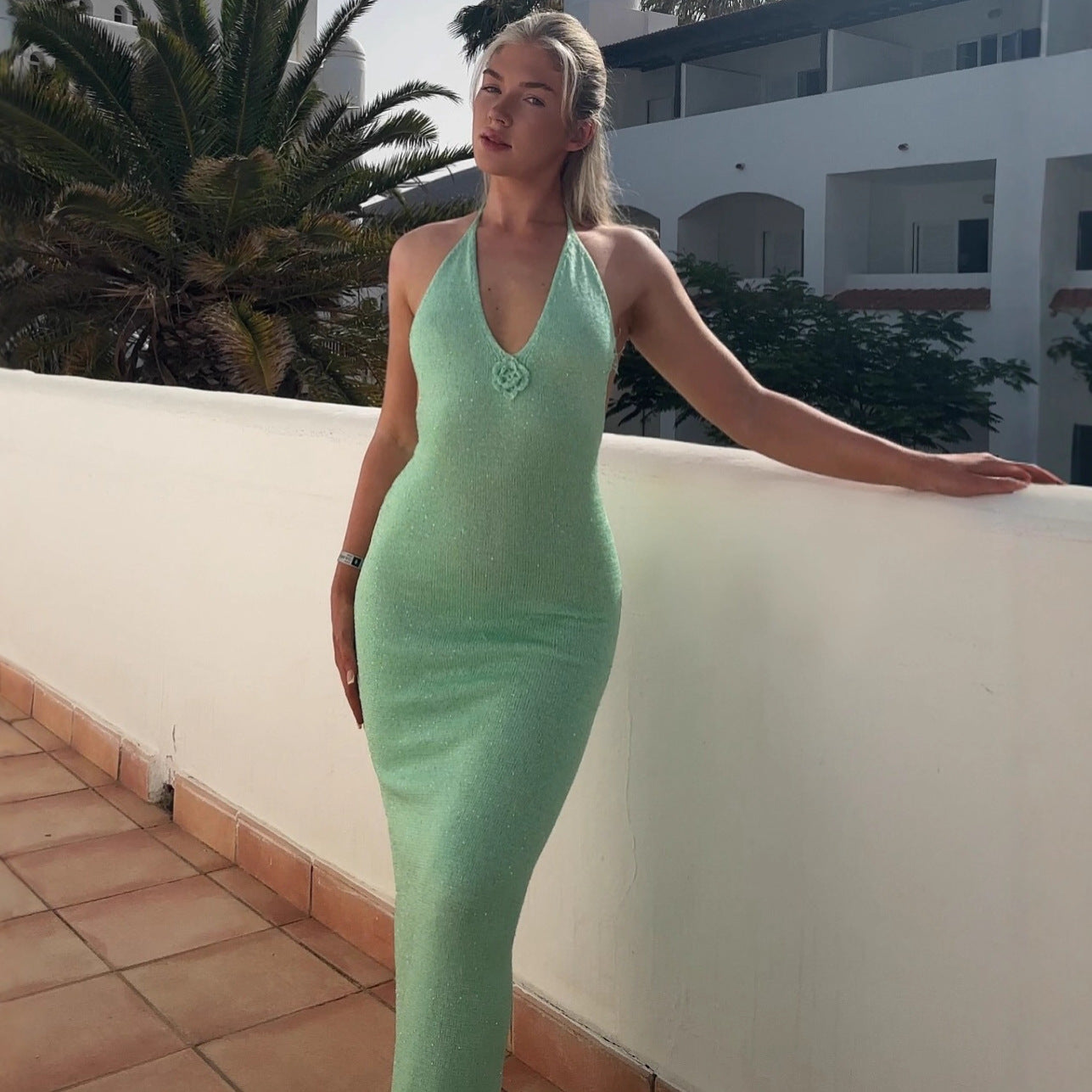 Floral Slip maxi Dress in mint