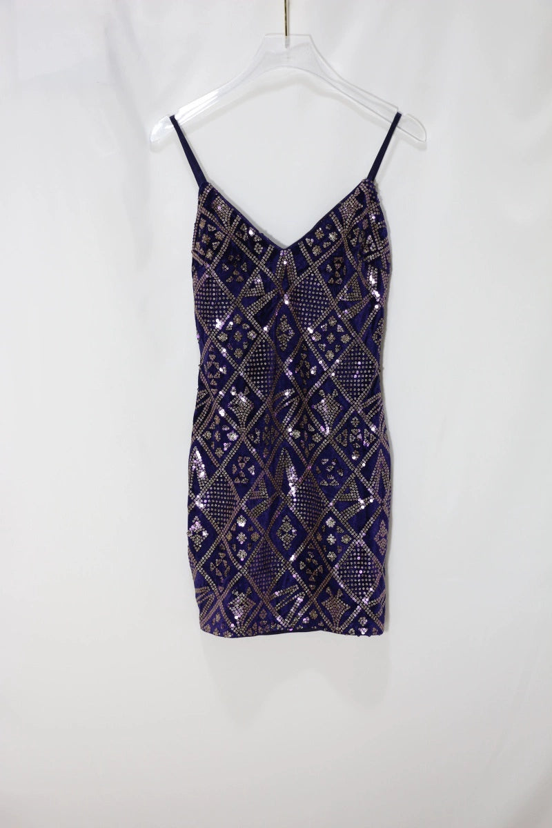 Sequin Suspenders mini Dress