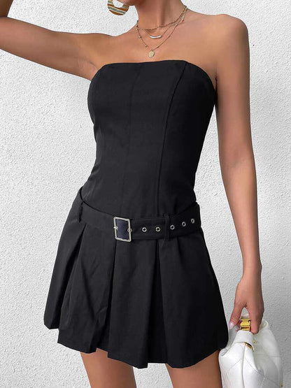 black bandeau mini dress
