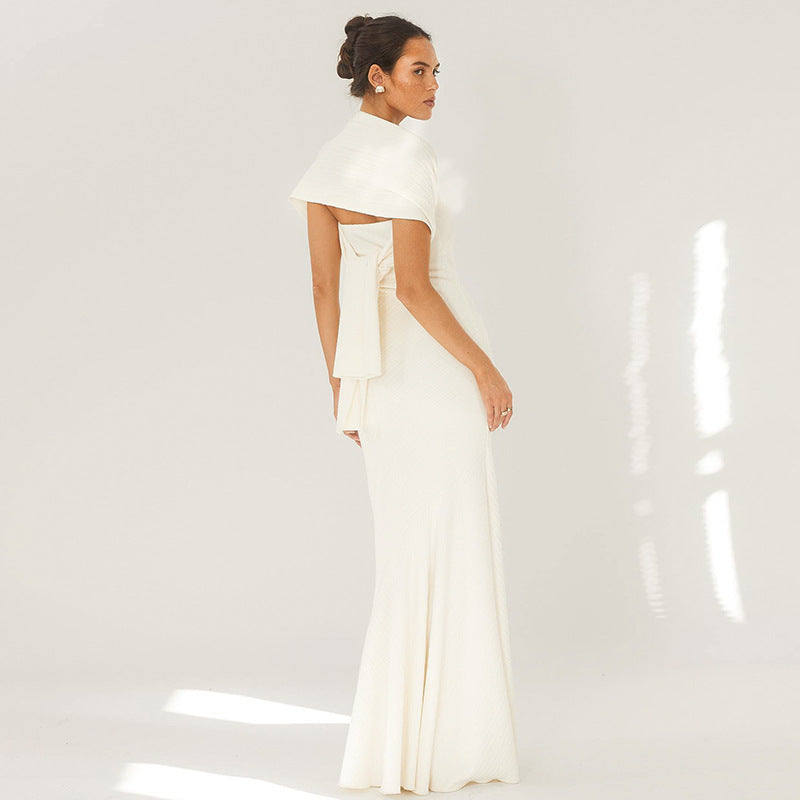 donna white Strapless long mermaid dress