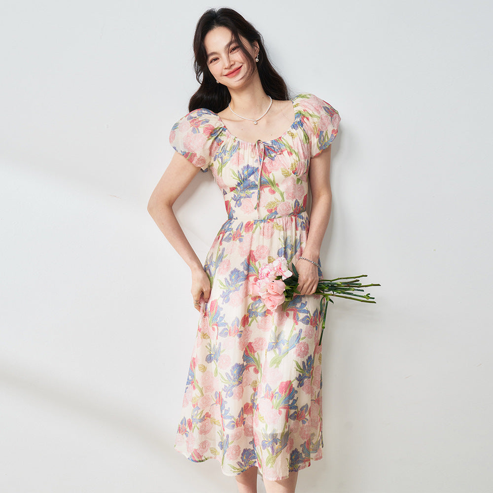 Tencel Oil Painting Floral midi Dress