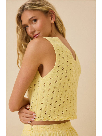 cut-out high-gloss gloss pearl button embellishment V-neck vest