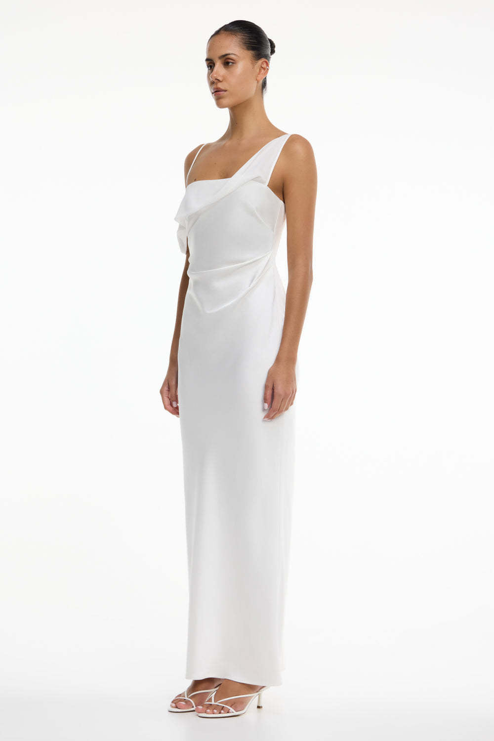 white Satin Fashion Sexy Slim Slip Dress