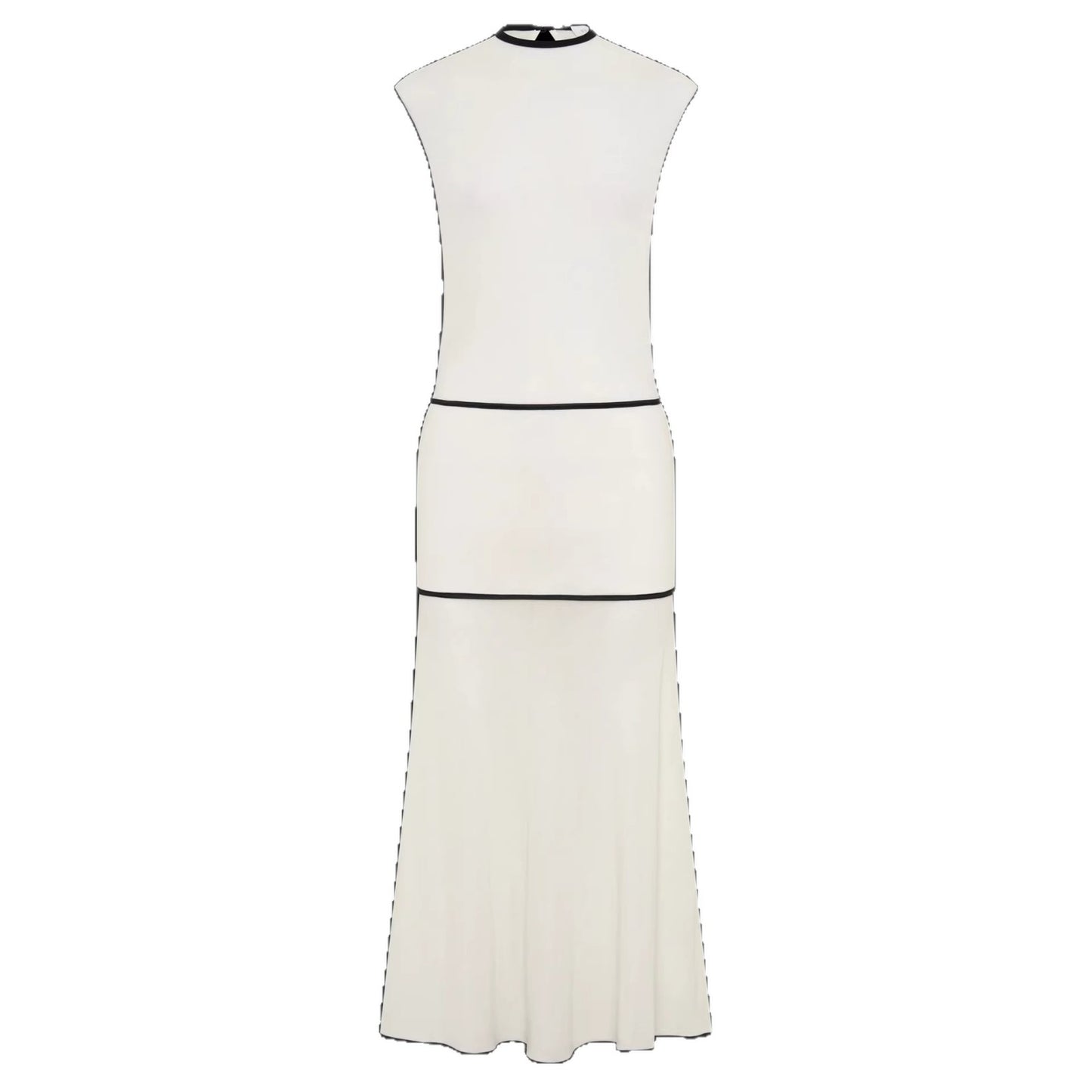 white splicing contrast cut-through knitted dress