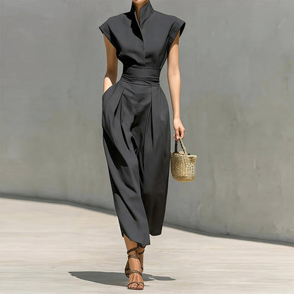 grey sleeveless waist maxi dress