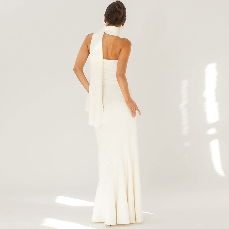 donna white Strapless long mermaid dress