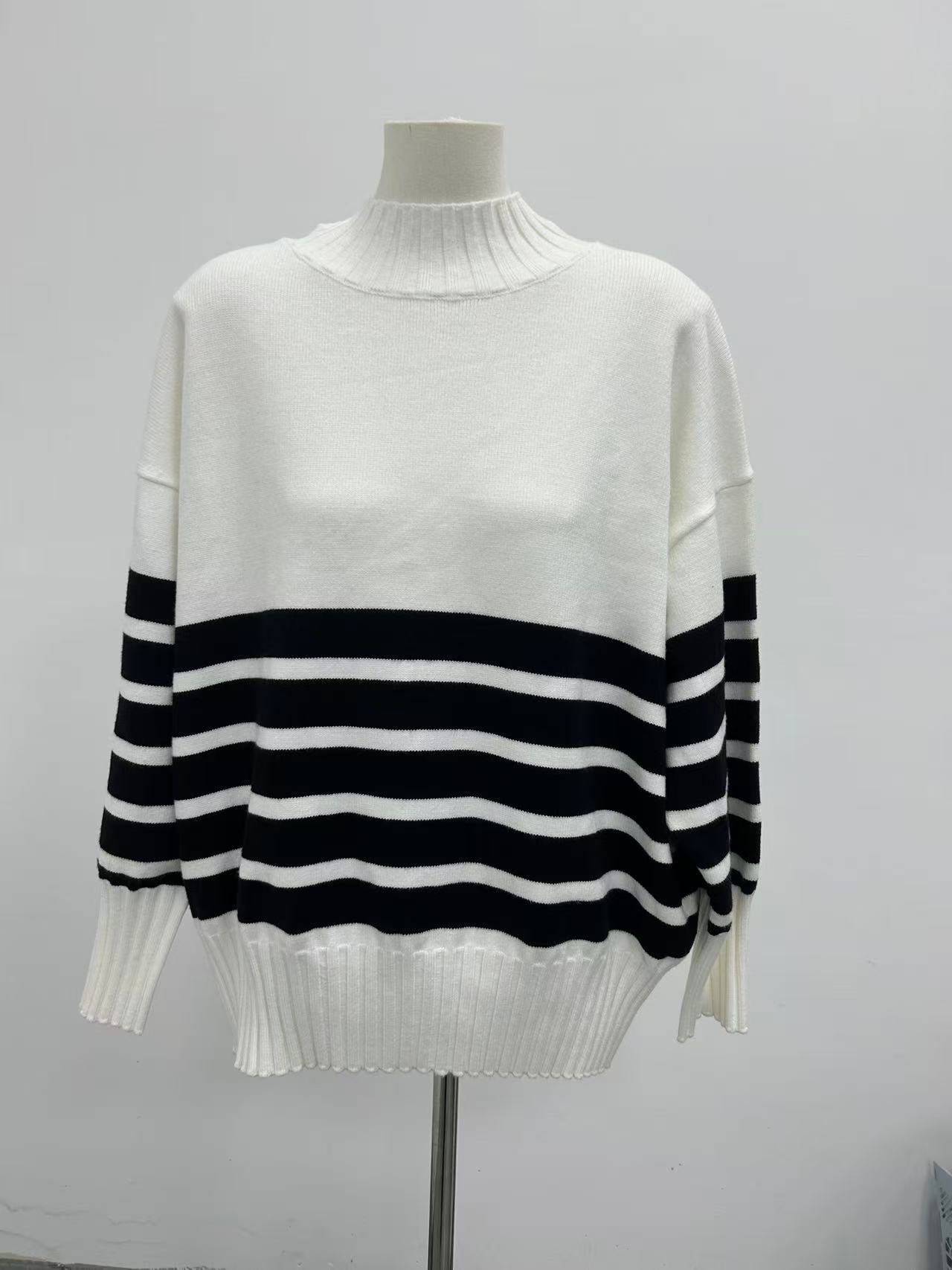 black striped loose knitted sweater