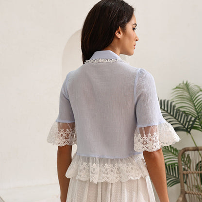 short sleeve cardigan top