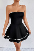 evelyn black backless strapless mini dress