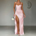 eileen pink suspender slits maxi dress