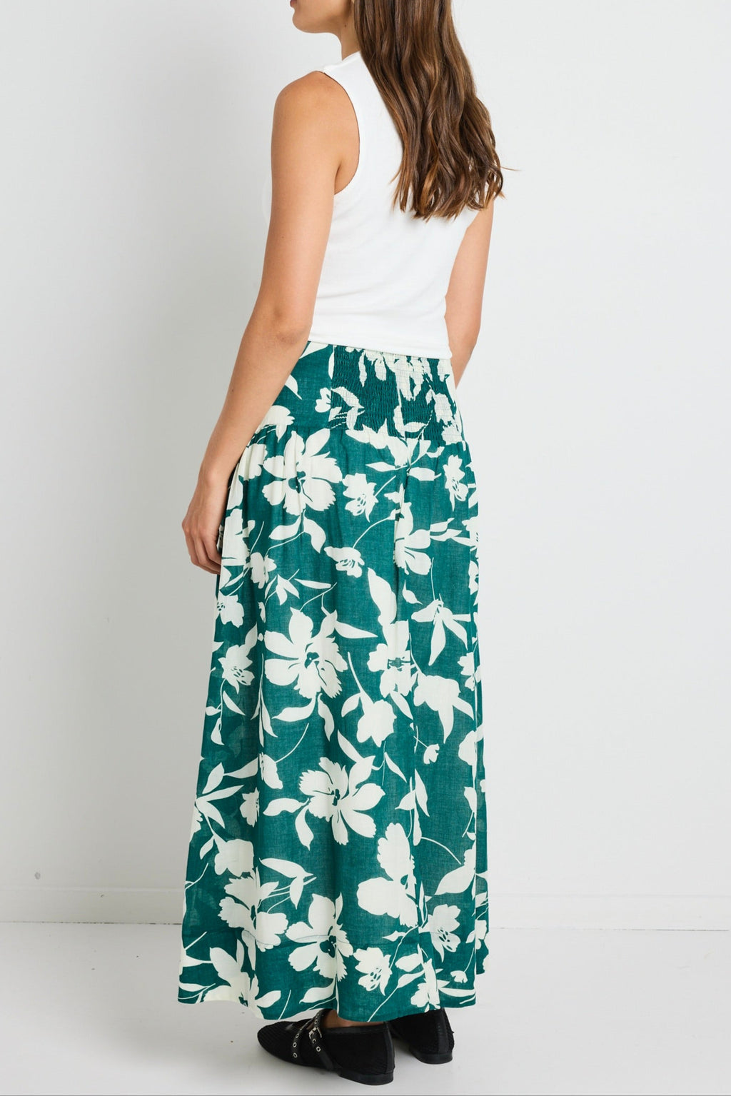 Affinity Forest Floral Shirred Back Tiered Maxi Skirt